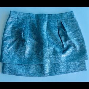 Silver Faux Shimmer Animal Prt Layered Mini Skirt
